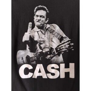 Johnny Cash Jim Marshall Graphic Middle Finger T-Shirt  Black Sz 2XL EUC!